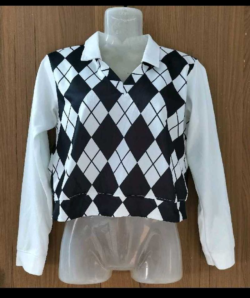 Argyle Print Crop Top