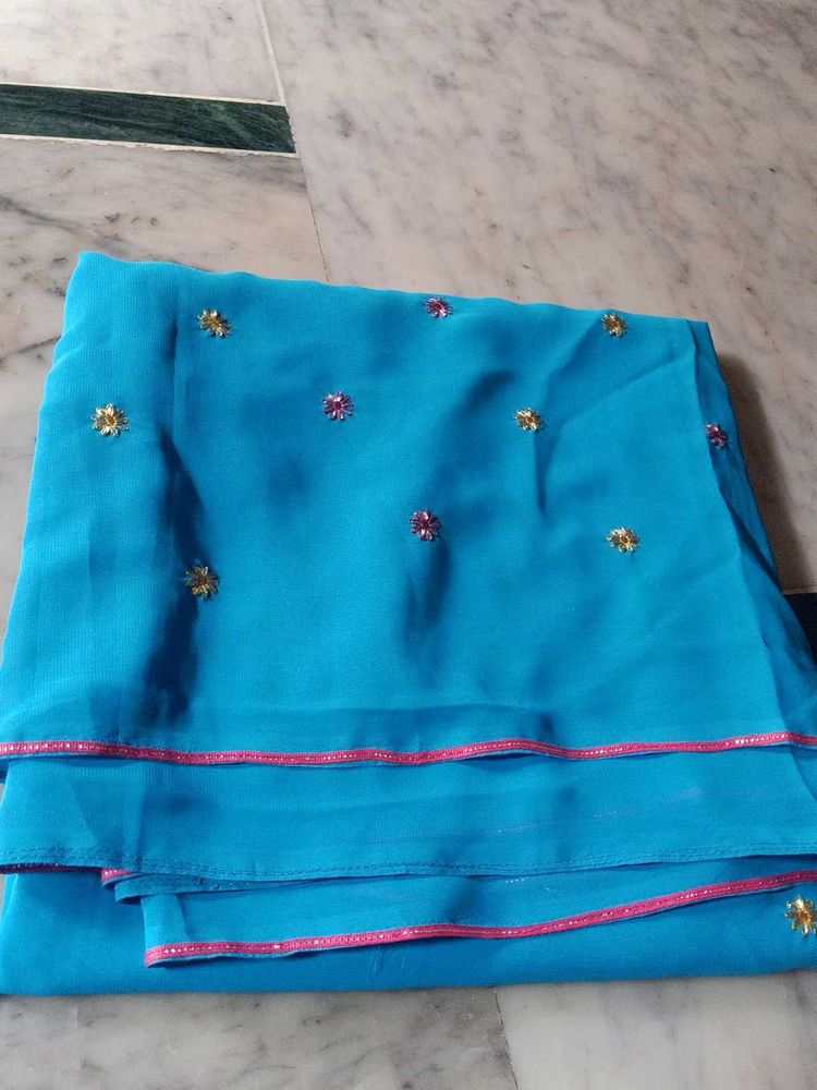 Beautiful Blue Embroidered Saree