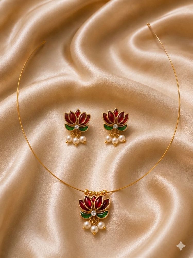 Lotus Necklace and Earring Set