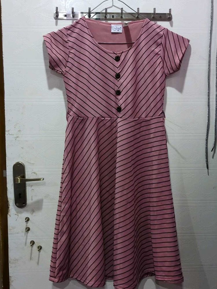 Striped Pink Casual Dress
