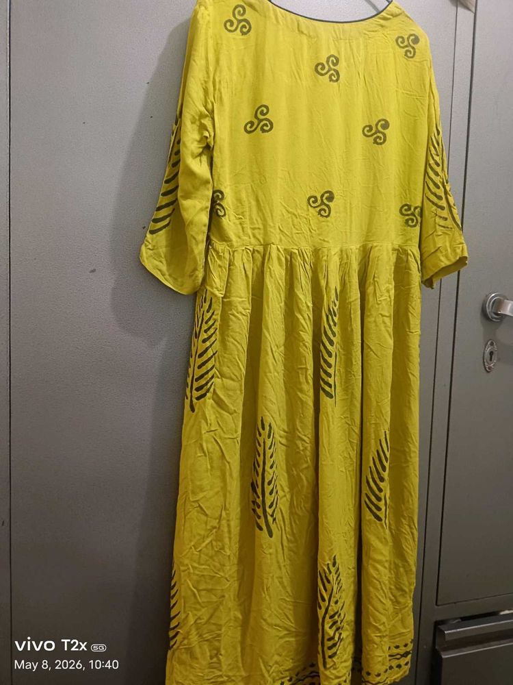 Yellow Printed Kurta