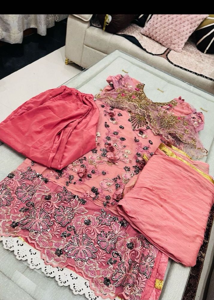 Stunning Pink Embroidered Kurta Set