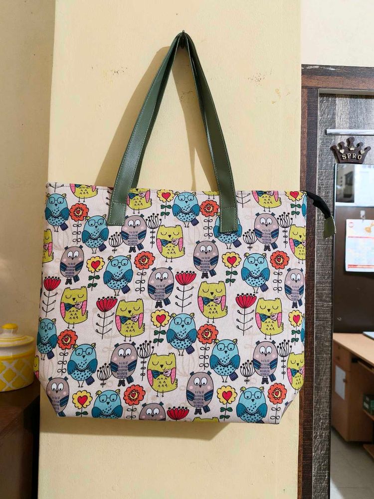 Cute Owl Print Tote Bag