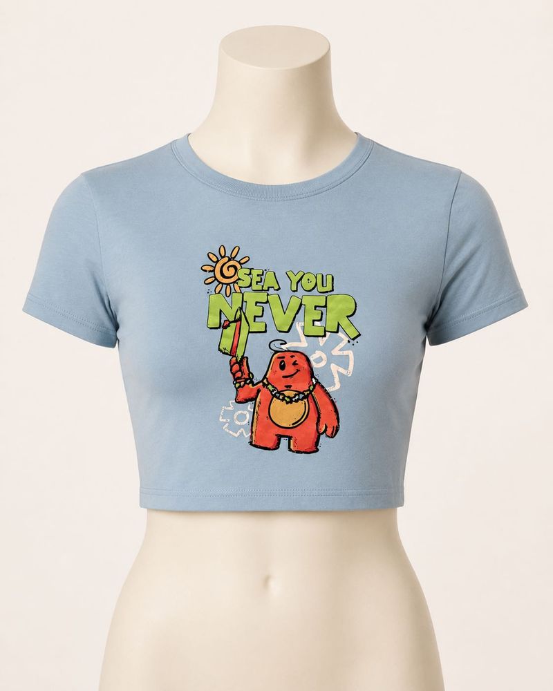 Baby Blue Graphic Crop Top