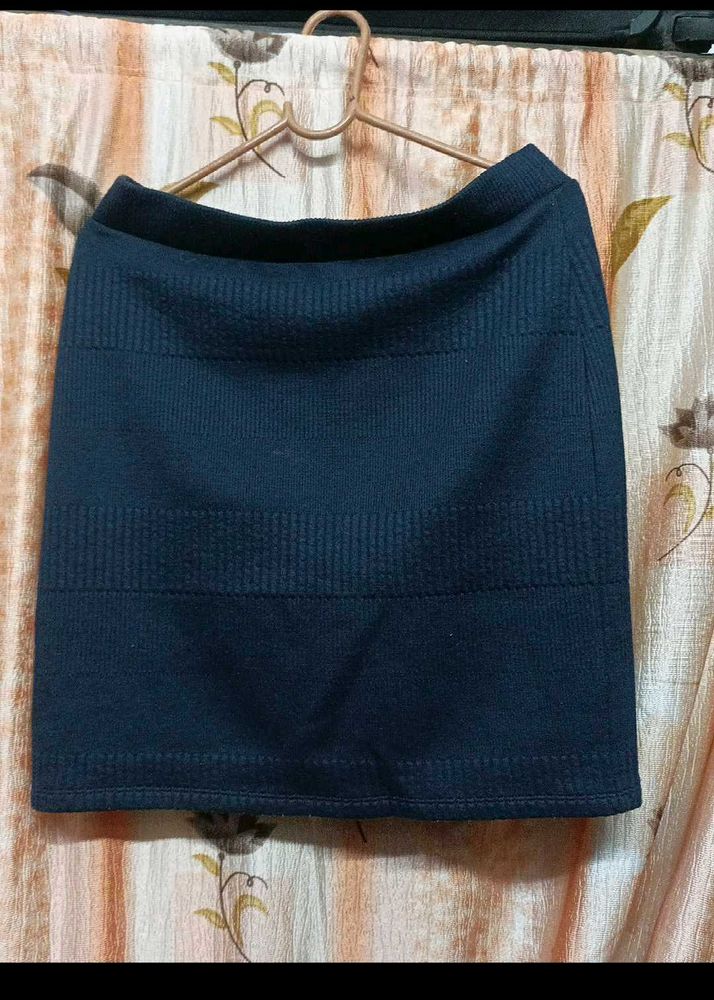 VERO MODA Classic Dark Blue Textured Mini Skirt