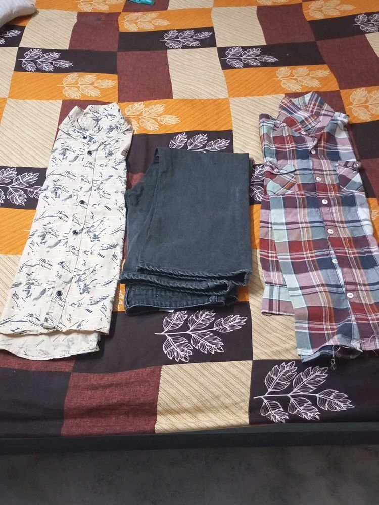 Men's Casual  2 Shirts and 1 Jeans Bundle