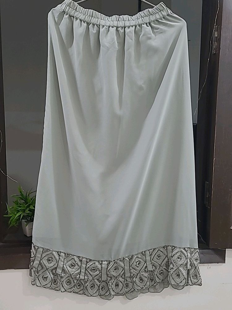 Embellished Long Skirt (Grey In Colour)