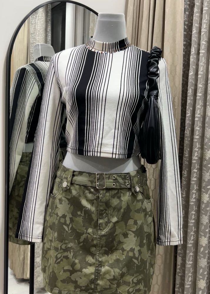SHEIN Rare Find Striped High Neck Top