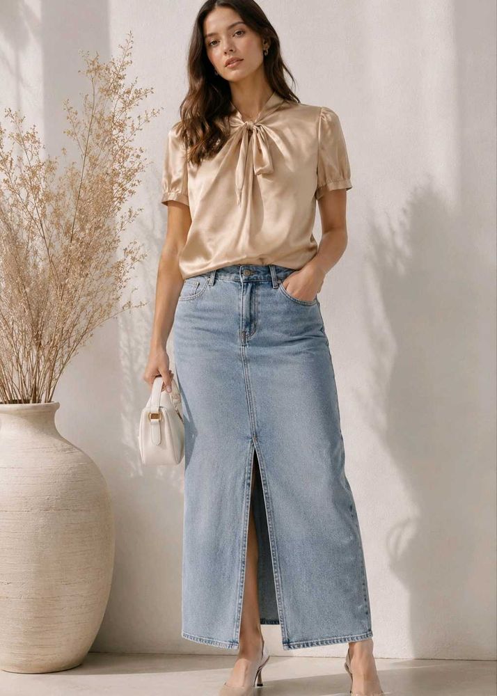 🥂 Champagne Luxe Satin Top — AUTHENTIC MANGO SUIT