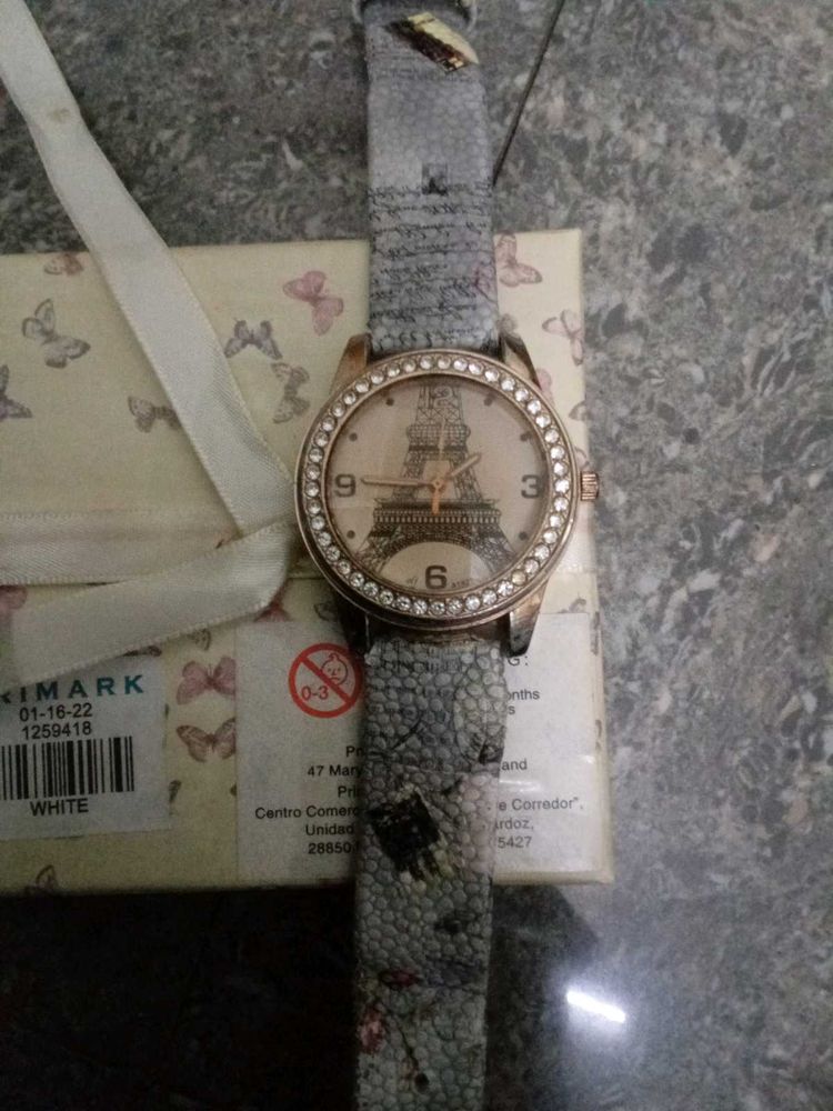 Eiffel Tower Watch with Rhinestone Bezel