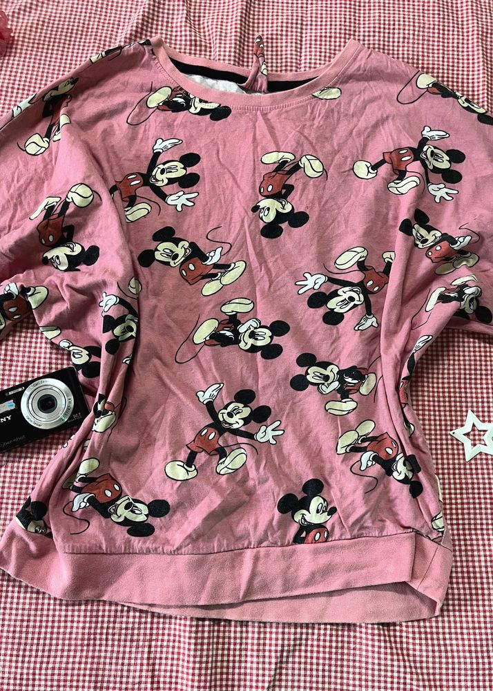 Pink Mickey Mouse Graphic Sweatshirt