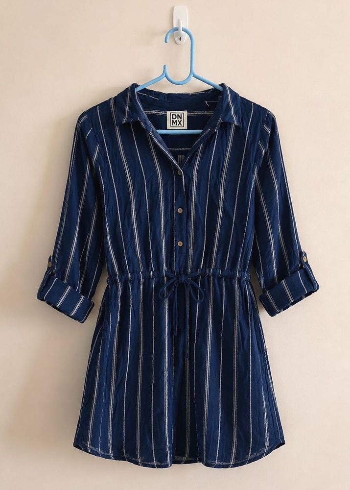 Striped Button-Up Shirt Dress
