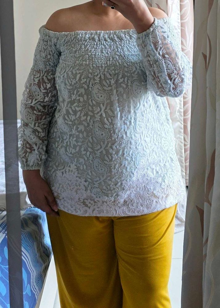Boho Lace Off-Shoulder Top