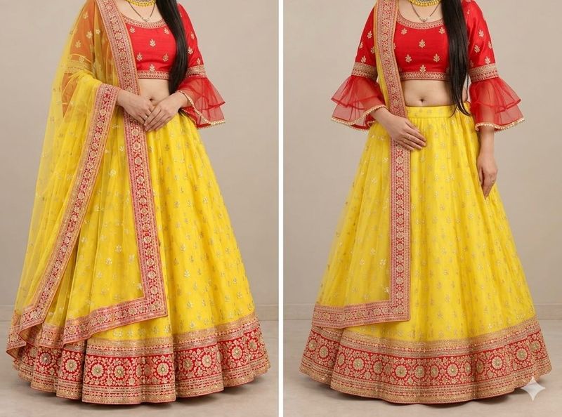 Stunning Yellow &amp; Red Lehenga Choli