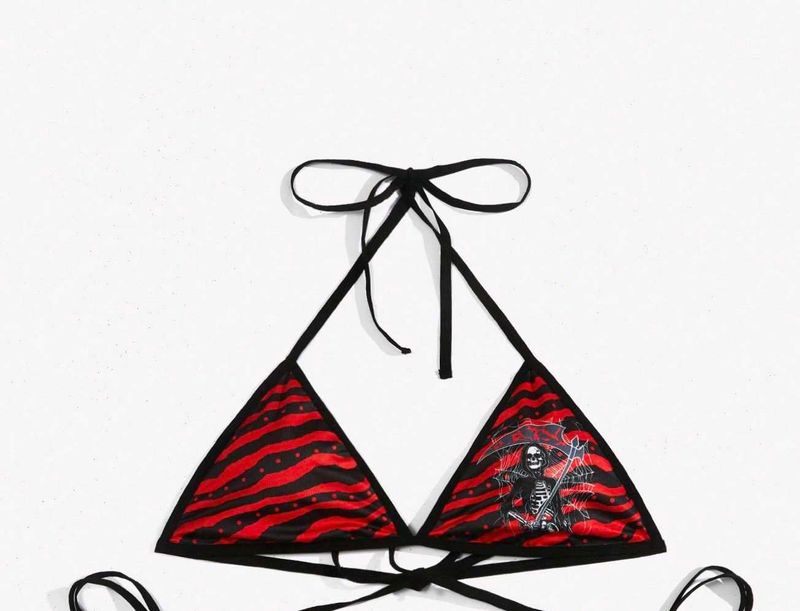 Gothic Skeleton Print Bikini Top