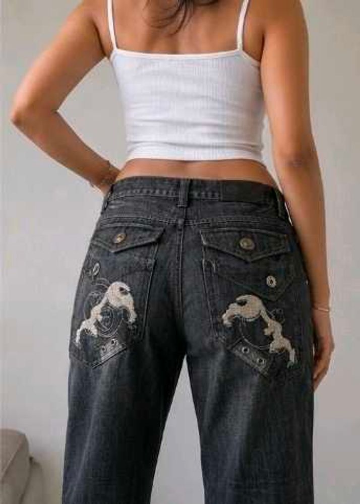 Dark grey y2k jeans.