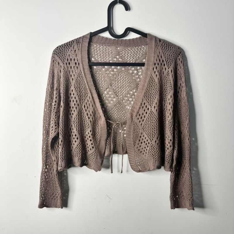 Cropped Open Knit Cardigan