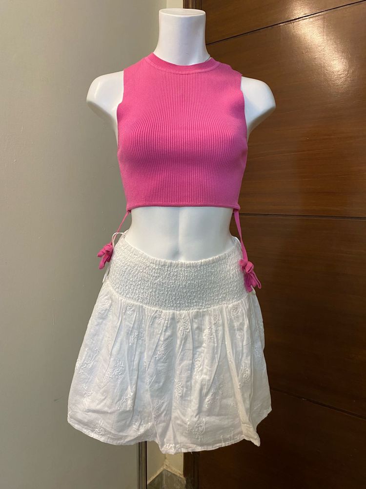 Ruched embroidered Skirt 🎀