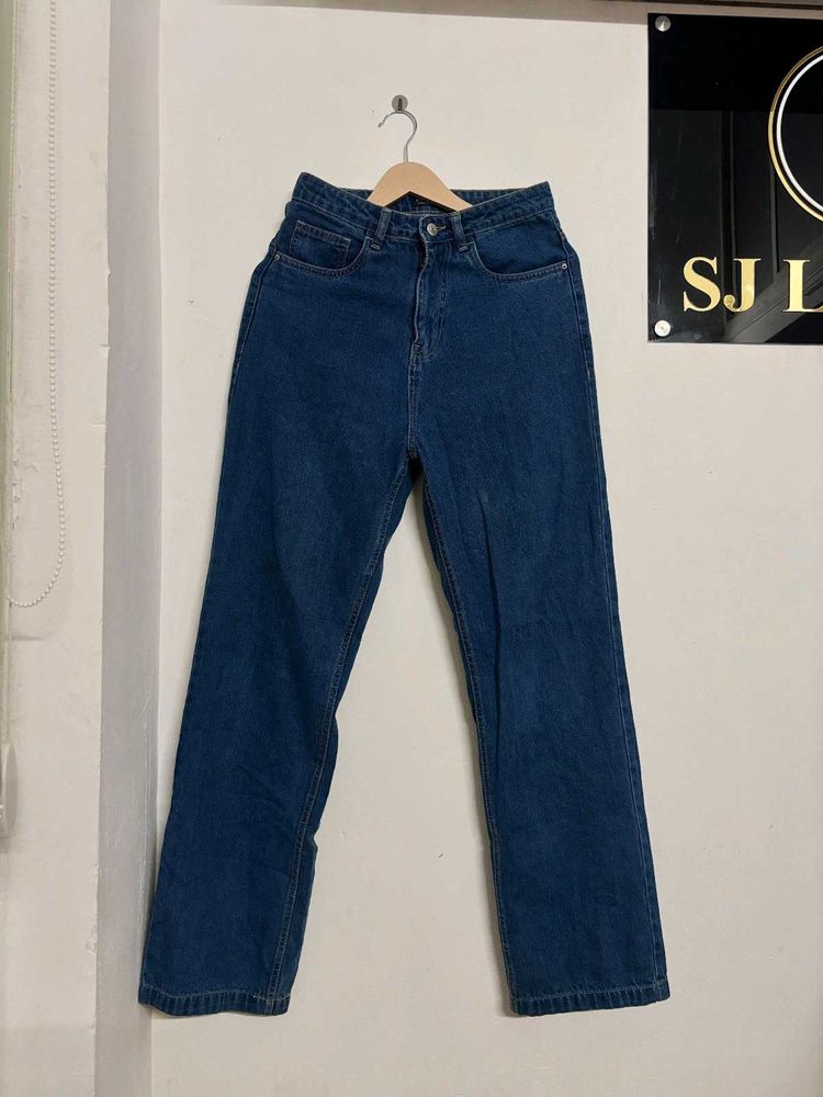 Blue Straight Fit Baggy Jeans