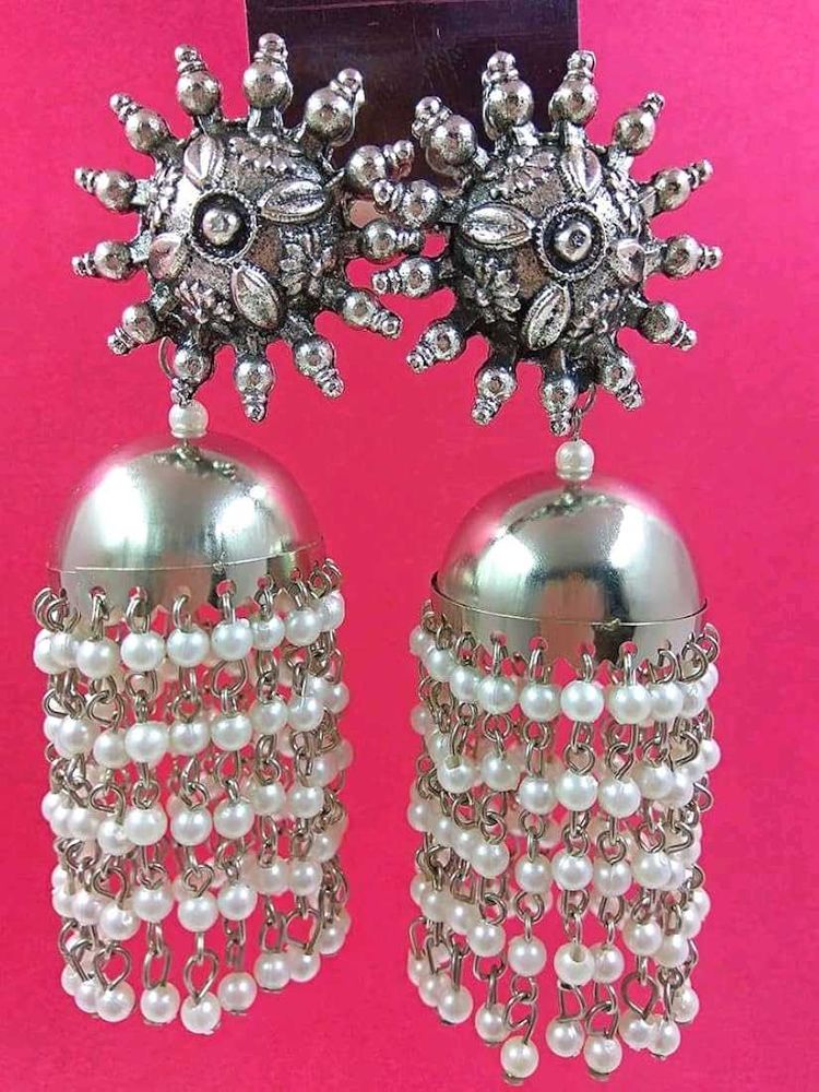 Afghani Oxidized Antique Sun Shaped Jhumka Earings