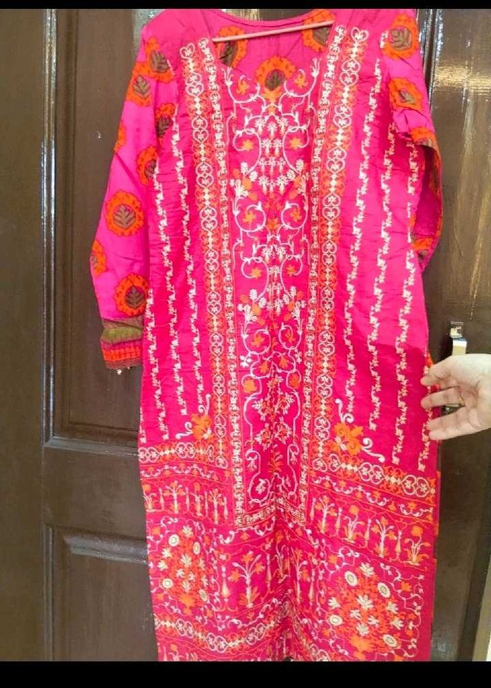 Vibrant Pink Printed Kurta