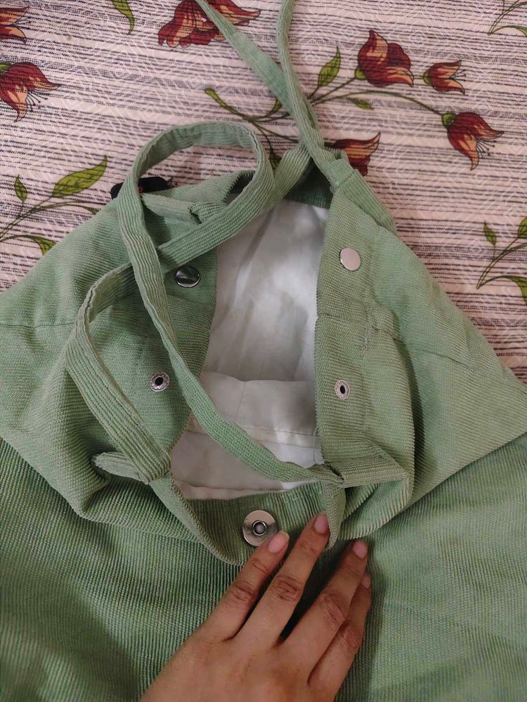 Mint Green Corduroy Tote Bag