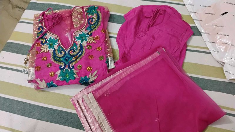 Pink Embroidered Kurta Set