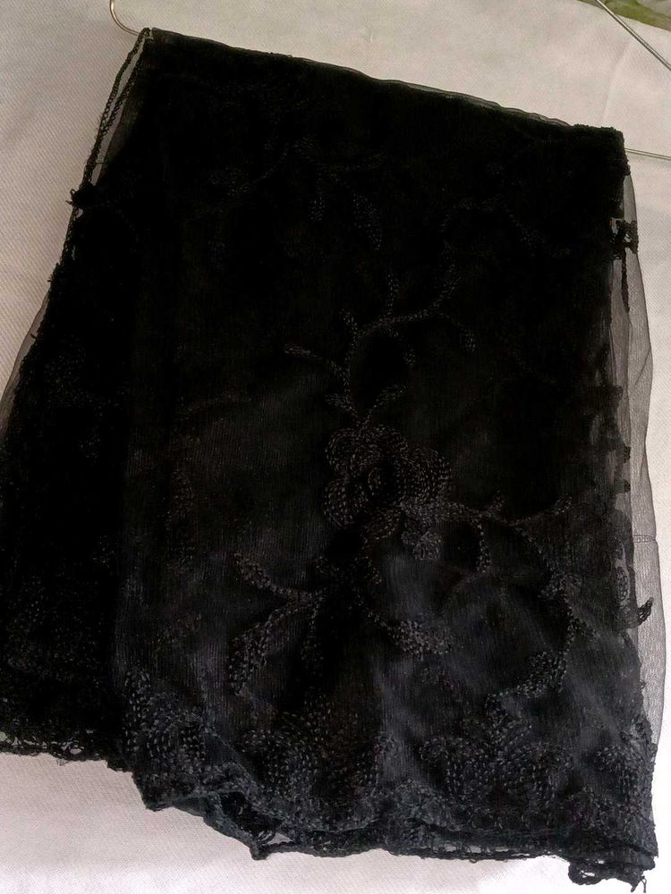 Elegant Black Embroidered Dupatta