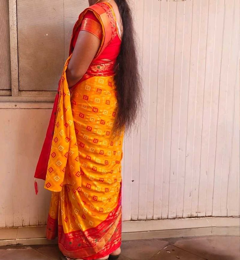Traditional Yellow &amp; Red Sari