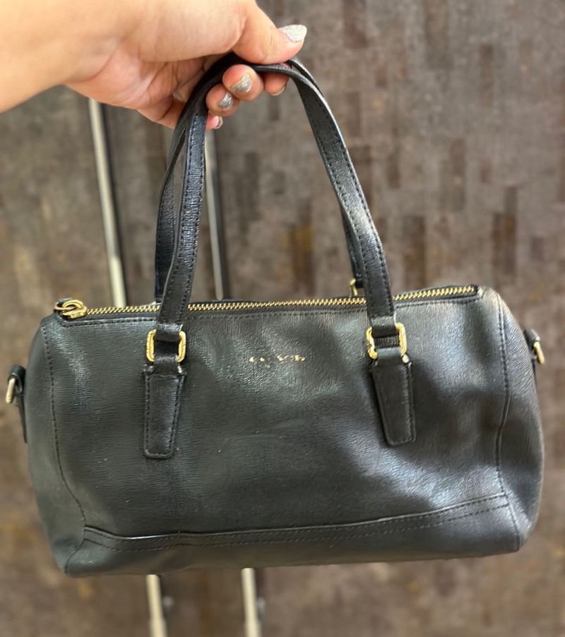 Auth COACH Saffiano Leather Mini Satchel Bag