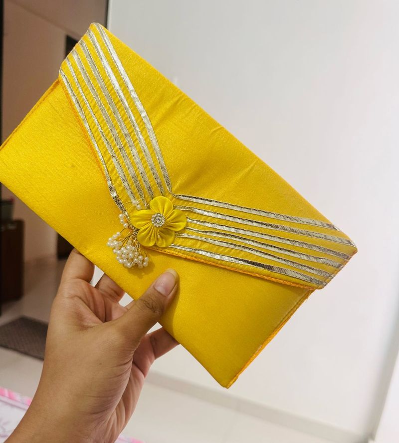 Yellow Floral Ethnic Clutch
