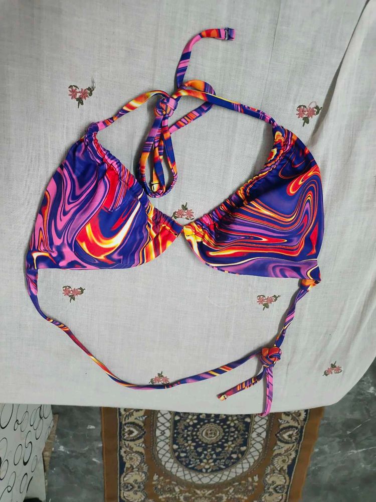 Vibrant Swirl Print Bikini Top