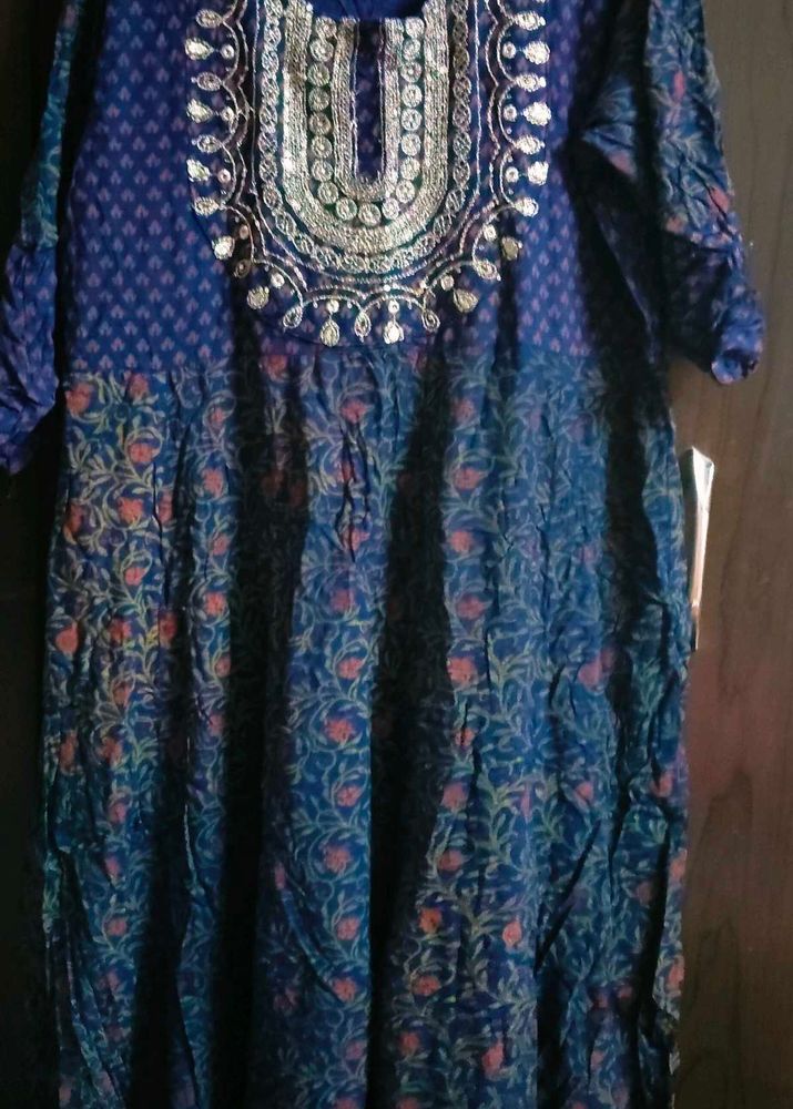 Beautiful Blue Embroidered Kurta