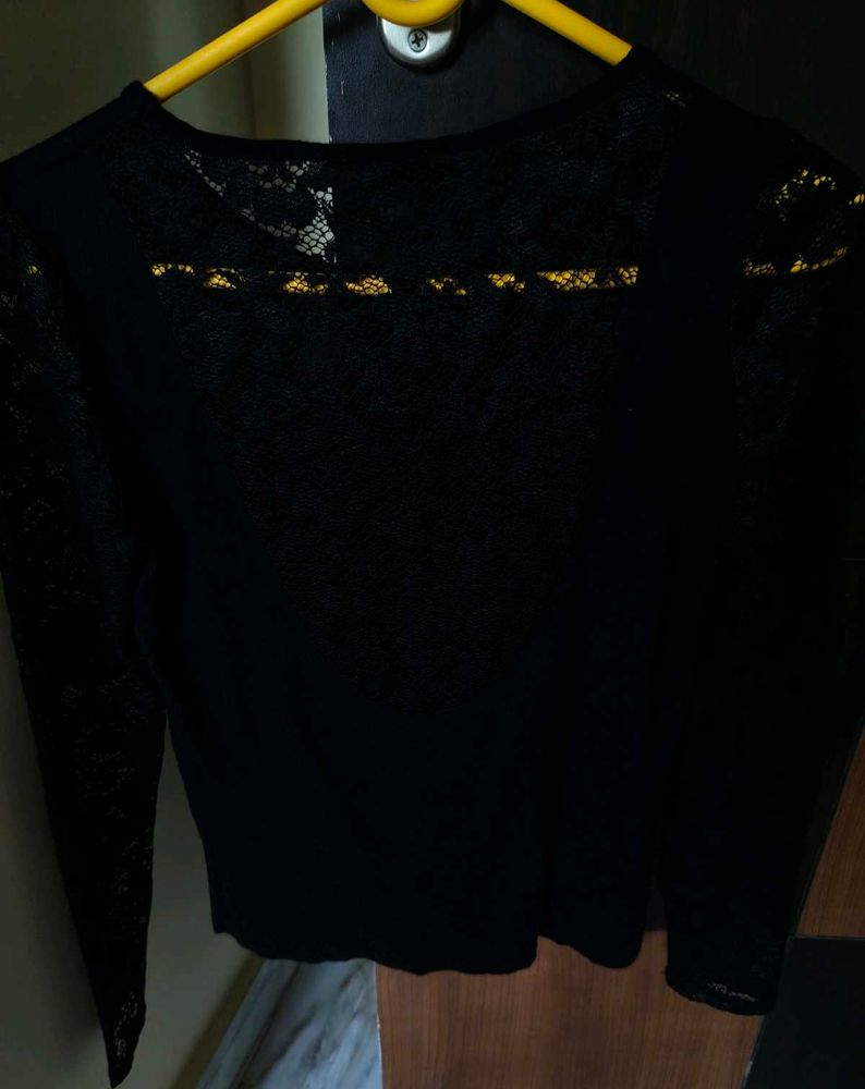 Black Lace Long Sleeve Top