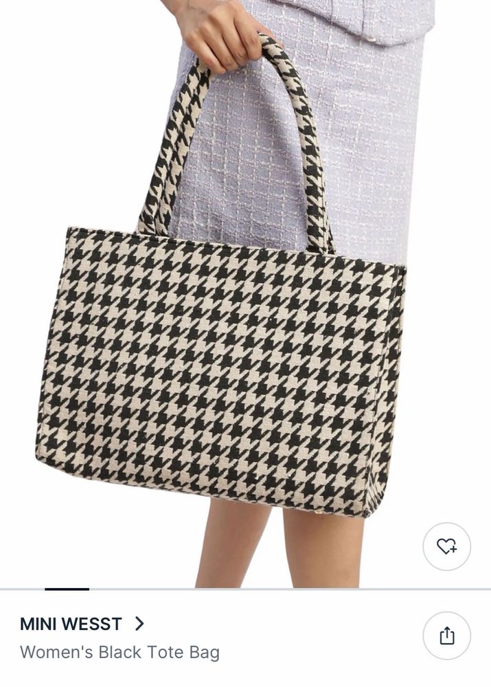 Stylish Houndstooth Tote Bag