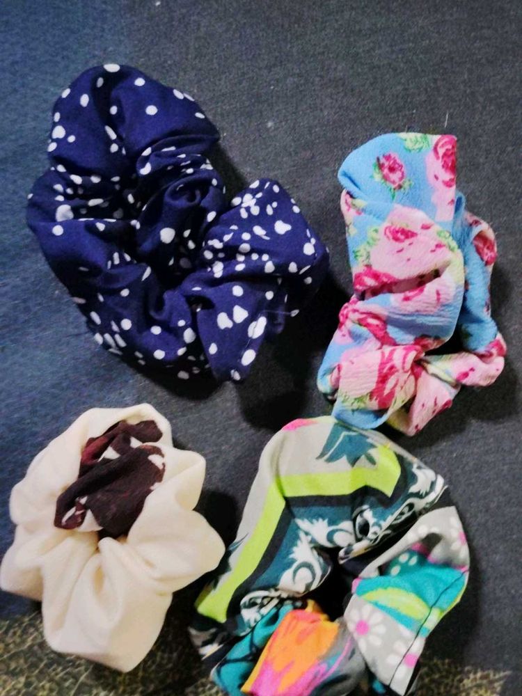 Scrunchie Set - Mixed Prints Pack Of 4