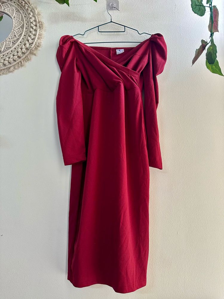 Gorgeous Burgundy Midi Dress