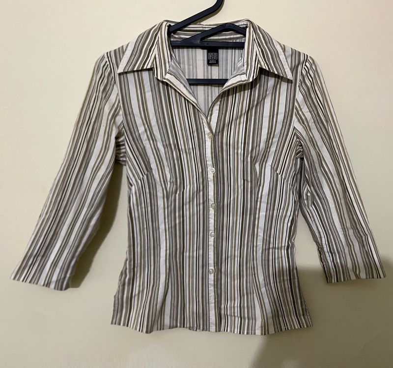 Yellow Striped Button-Up Shirt