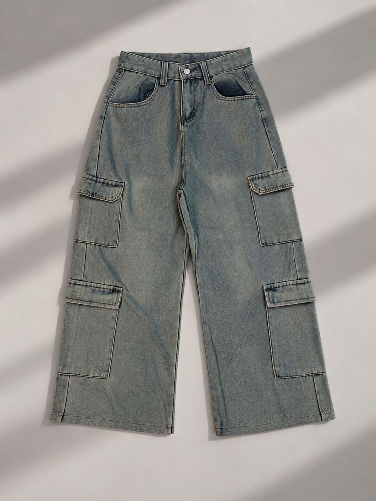 Light Wash Cargo Jeans