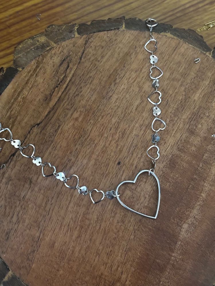 Silver Heart Chain Necklace