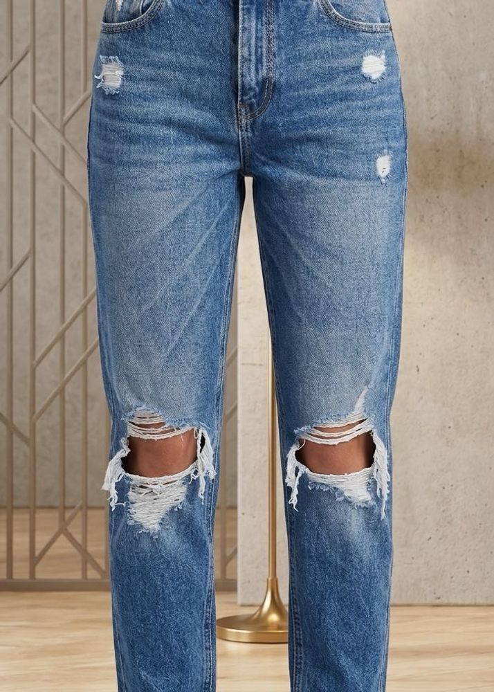 Ripped Blue Denim Jeans