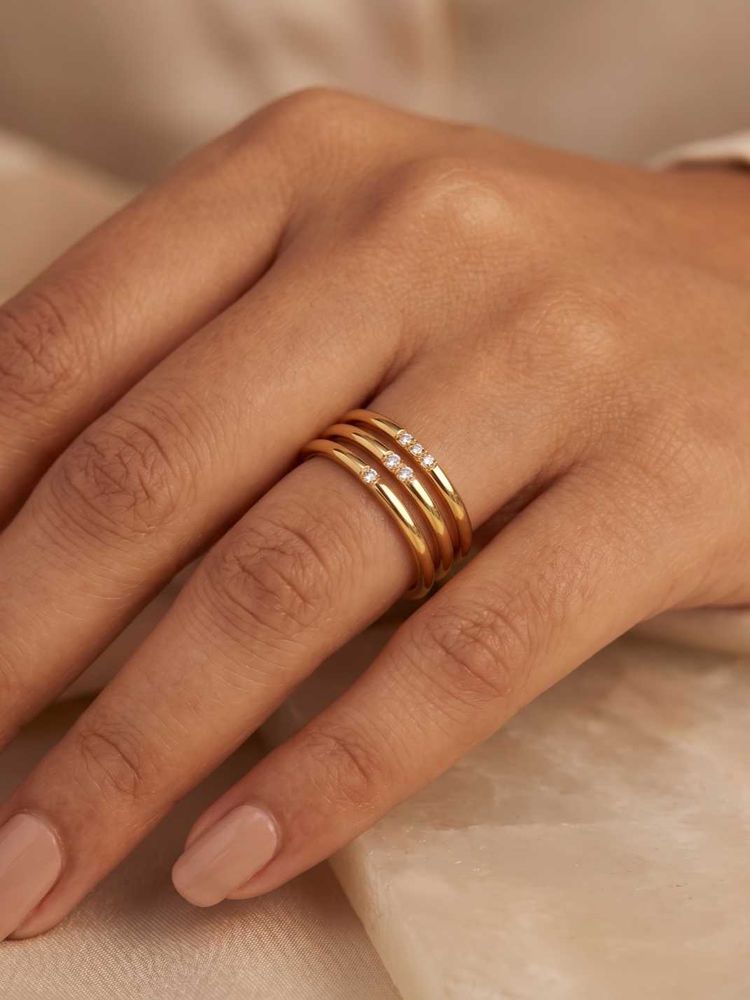 Stackable Gold Rings with Diamonds
