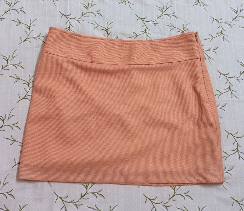 Peach Mini Skirt with Zipper