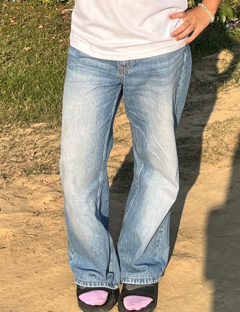 Classic Light Wash Wide Leg Jeans