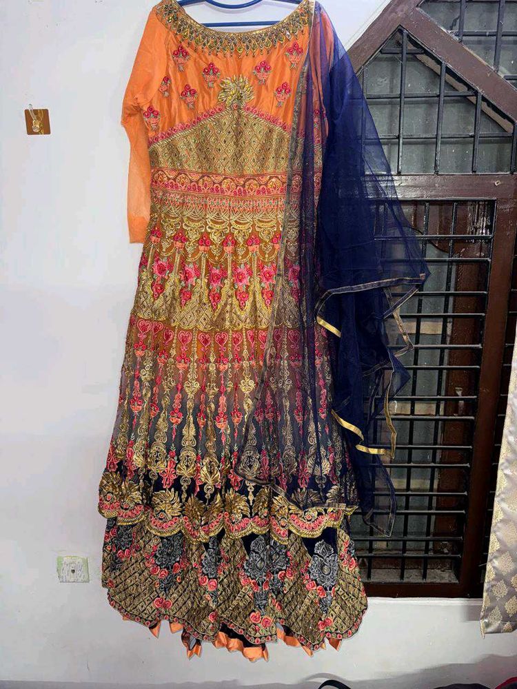 Stunning Orange &amp; Navy gown
