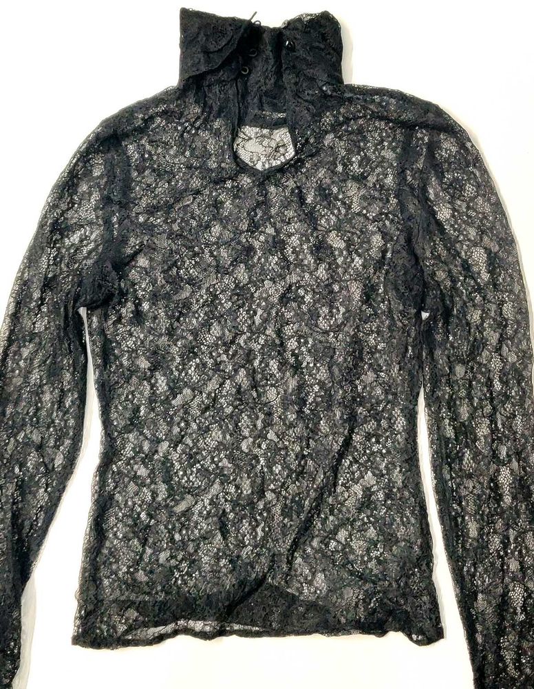 Black Lace ZARA Turtleneck Long Sleeved Top