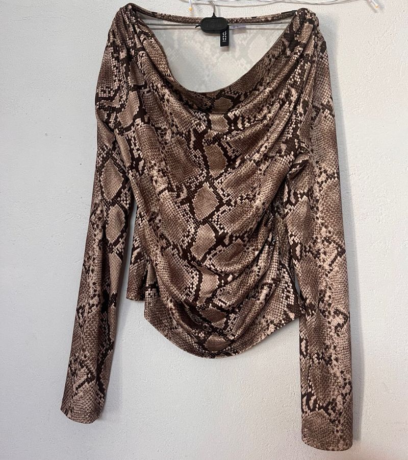 Snake Print Cowl Neck Top