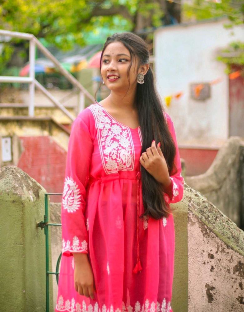 Pink Embroidered Kurti