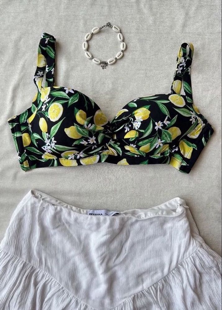 Lemon Print Bikini Top
