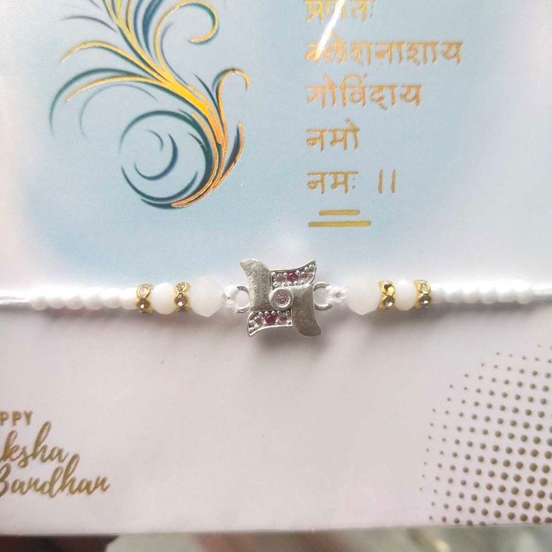 Pure Silver Raksha Bandhan Swastik Rakhi